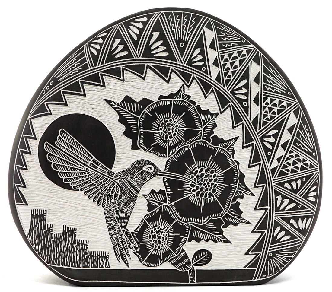 M & R Romero (Acoma) 14.75IN Pillow Vase [Bird] (1 of 6)