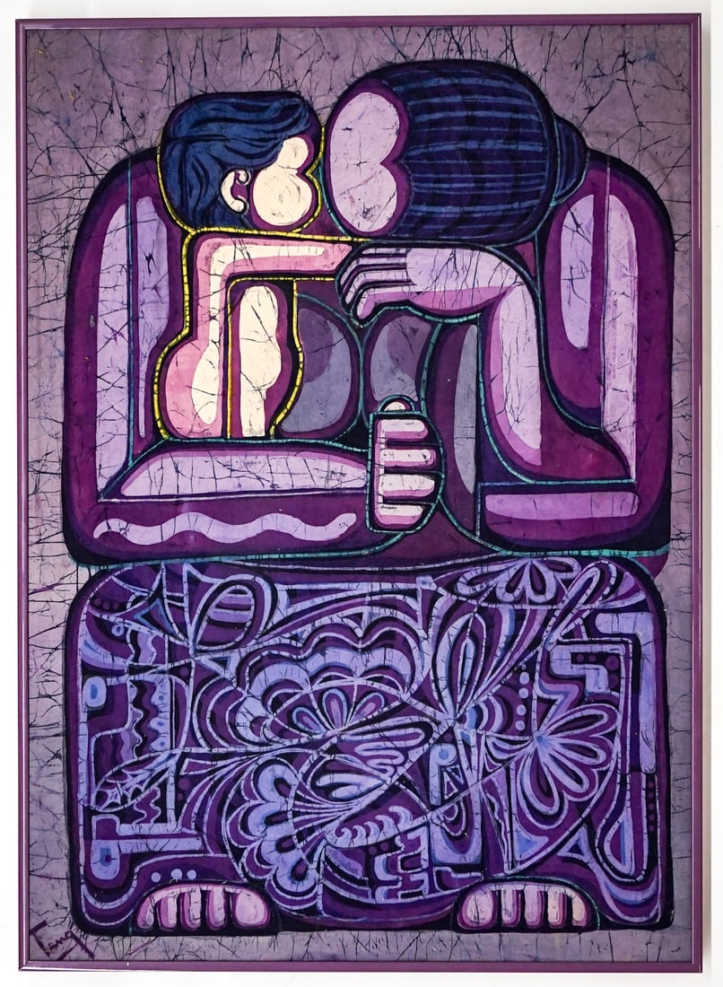 Chuah Thean Teng (China, Malaysia, 1912-2008): A signed original batik on cloth. Measures 17 x 24 inches. Professionally framed.Excellent condition.If lot is absent of a condition report one may be requested via email. Condition report is provided