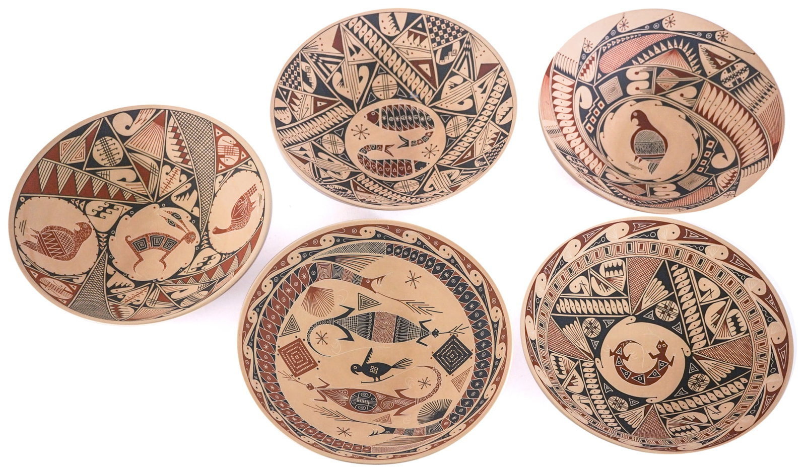 Veloz Family (5) Polychrome Pottery 9IN Bowls (1 of 11)