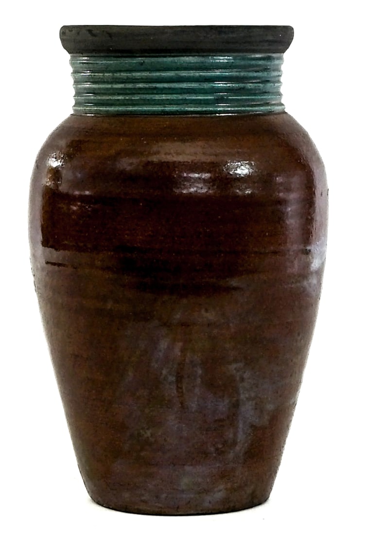 Illegibly Signed Glazed 9.25IN Pottery Vase (1 of 5)