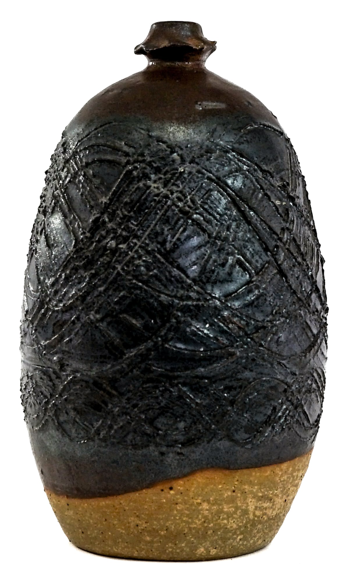 9.75IN Studio Pottery Vase SIGNED 1971: Illegibly signed studio pottery vase measures 9.75 H x 5.75 W x 5.75 in. D. No evident cracks, chips or repairs. Lot measures 9.75 in. H x 5.75 in. W x 5.75 in. D for shipping purposes only. The absen