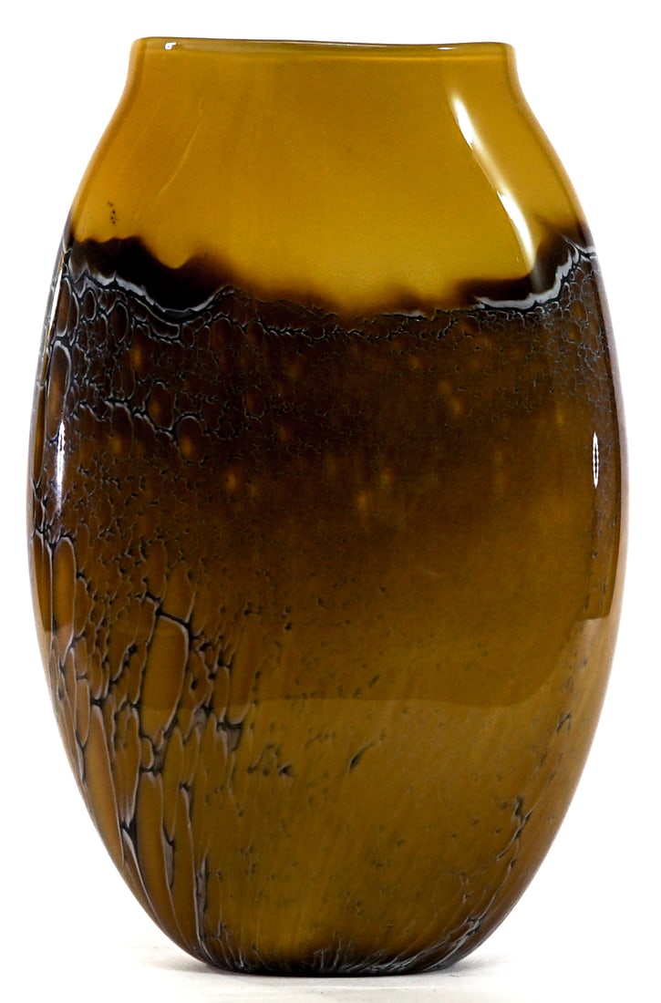 Art Glass 14.5IN Pillow Vase SIGNED [Amber] (1 of 4)