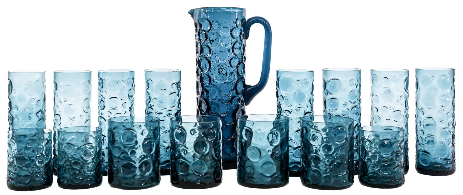 Retro Blue 'Bubbles' 10IN Pitcher / Glasses Set (1 of 9)