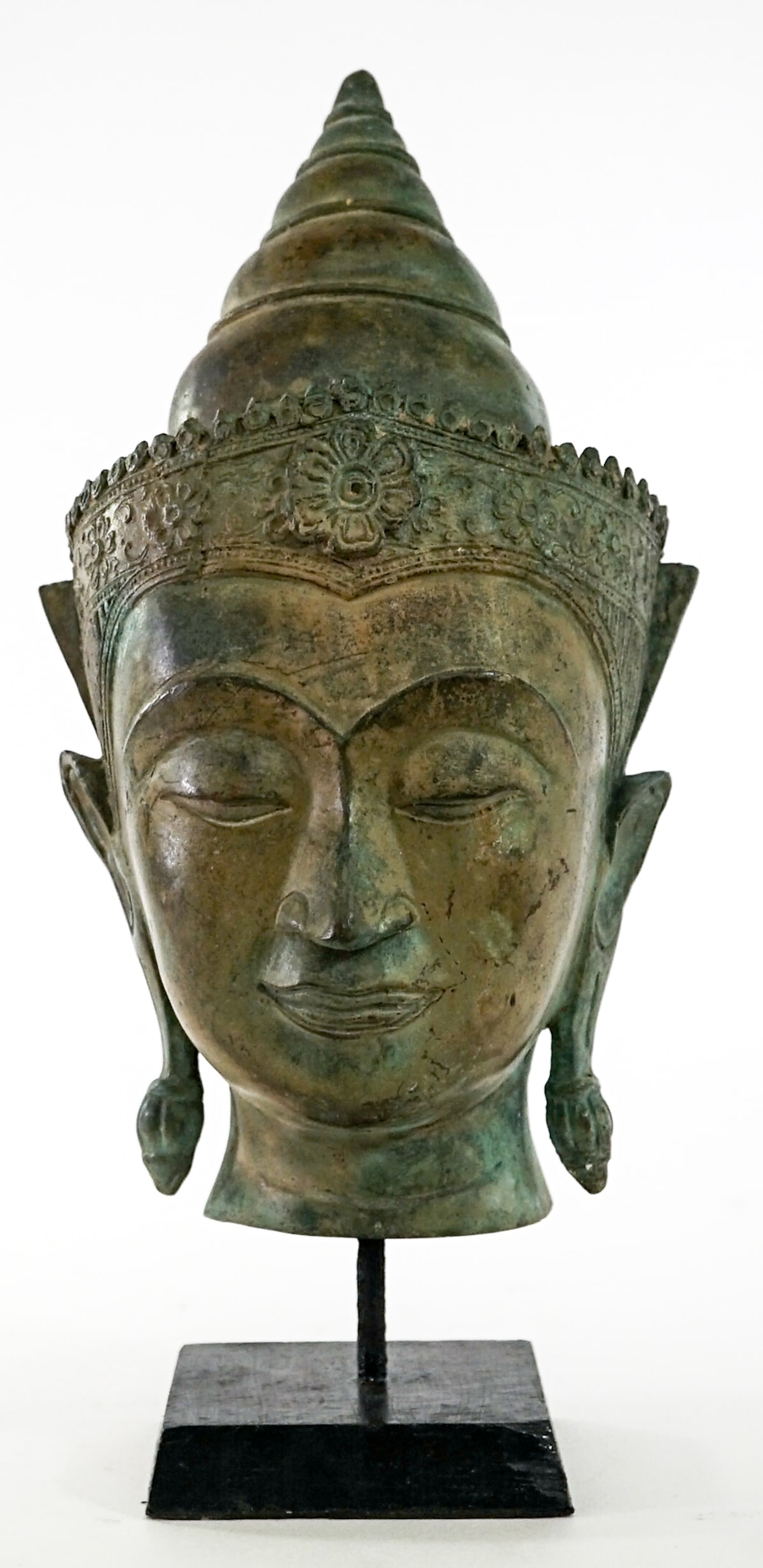 Antique Asian Bronze Buddha Head Sculpture (1 of 4)