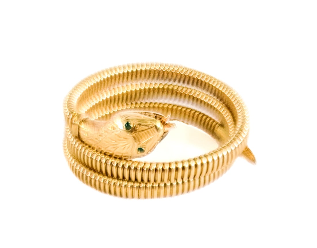 18k Gold (Stamped 750) Snake Coiled Bracelet (1 of 4)