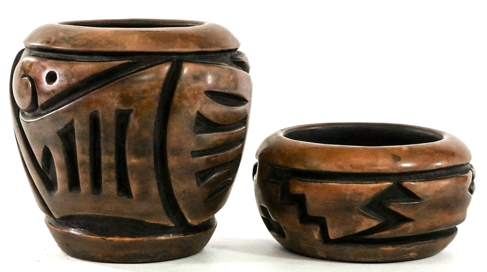 Artist SIGNED (2) Small Pottery Pots (1 of 6)