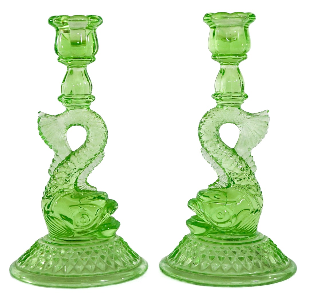 Cambridge Glass Co. Pair 109 Dolphin Candlesticks (1 of 4)