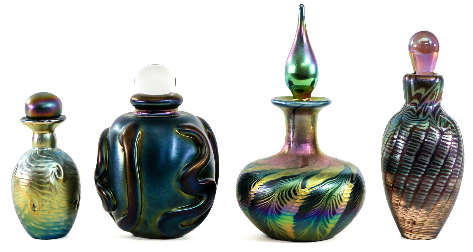 Artist SIGNED (4) Art Glass Perfume Bottles (1 of 8)