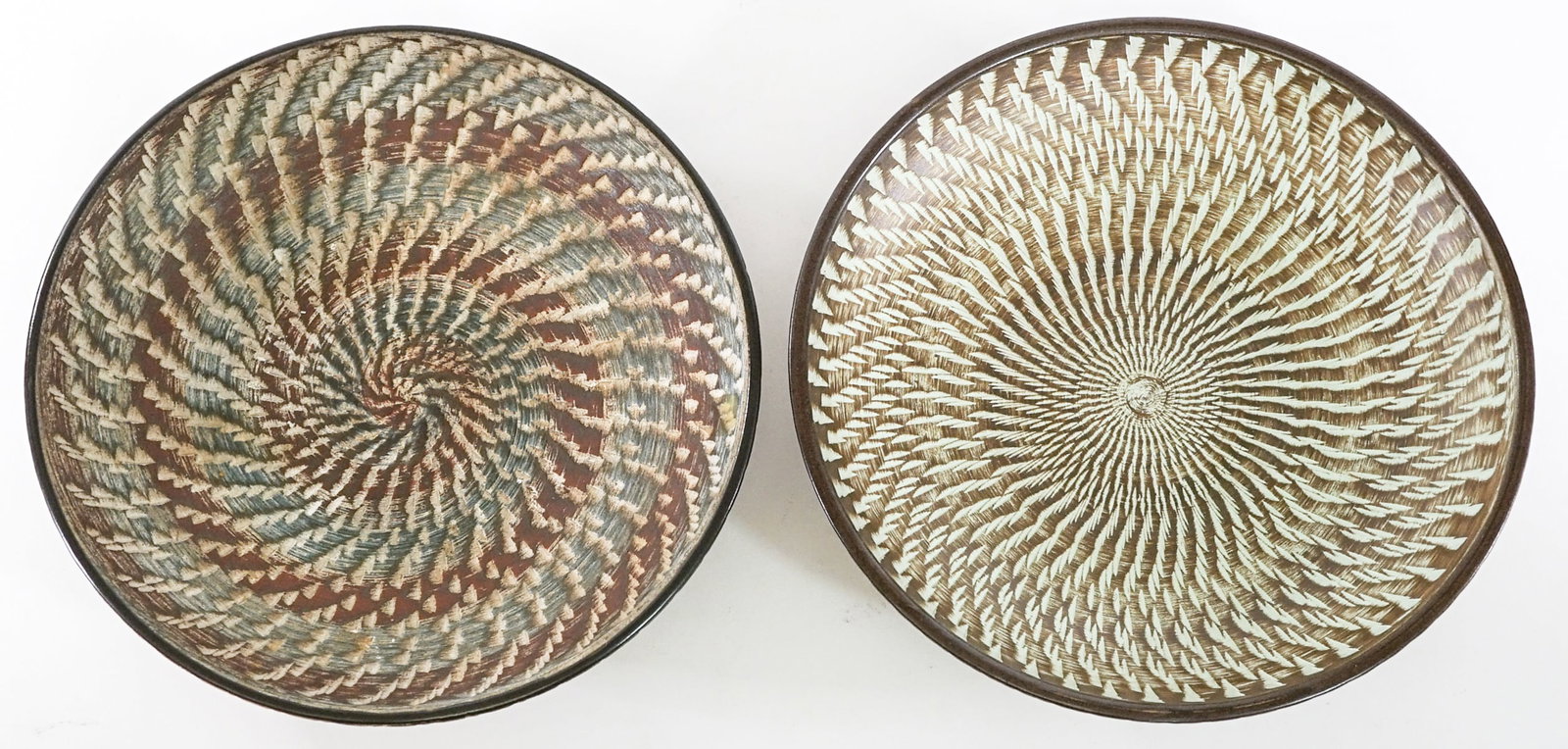 German Mid-Century (2) Pottery 10IN Bowls (1 of 5)