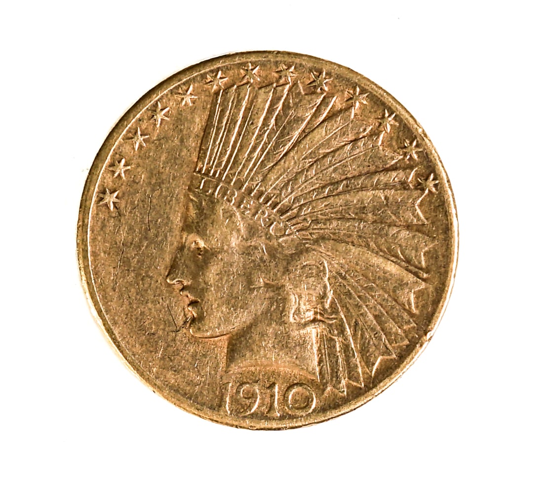 1910 S US $10 Eagle Indian Head Gold Coin (1 of 2)