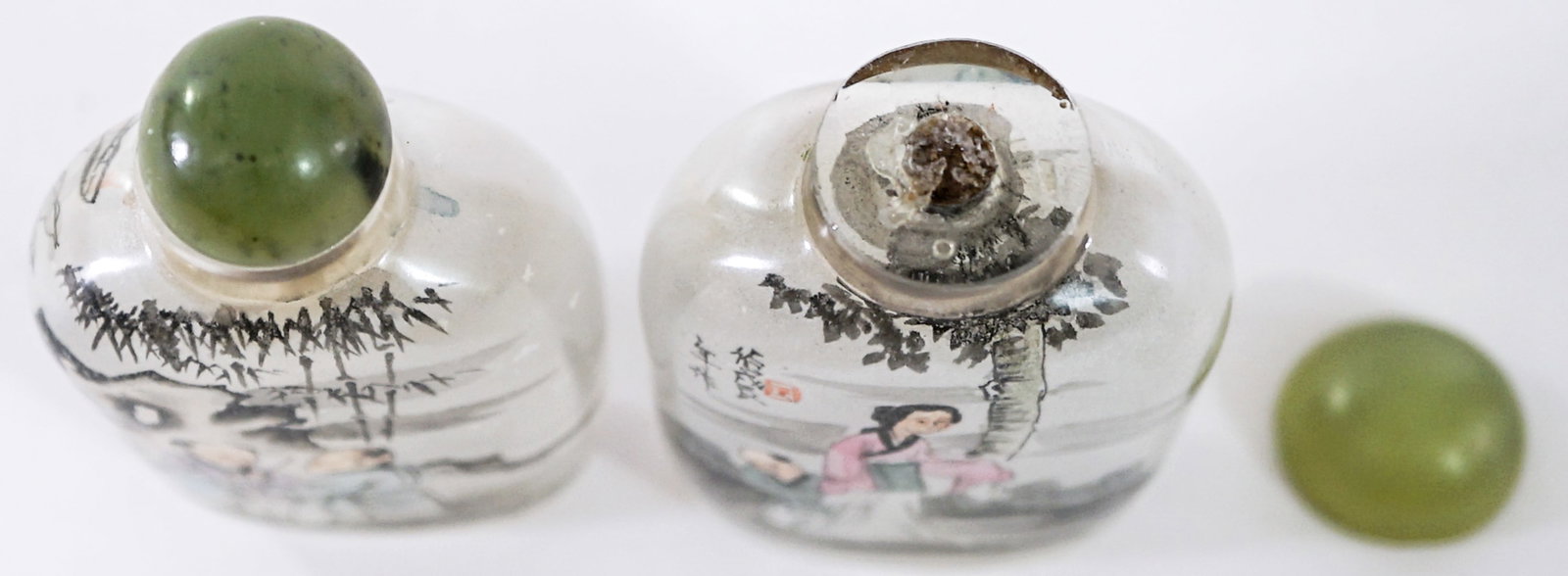 Pair Inside Painted Snuff Bottles [Figural] - 3