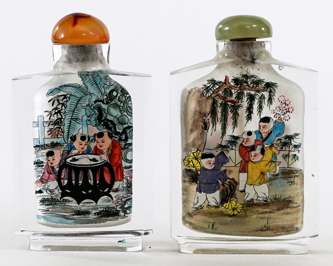 Pair Inside Painted Snuff Bottles [Figural] - 2