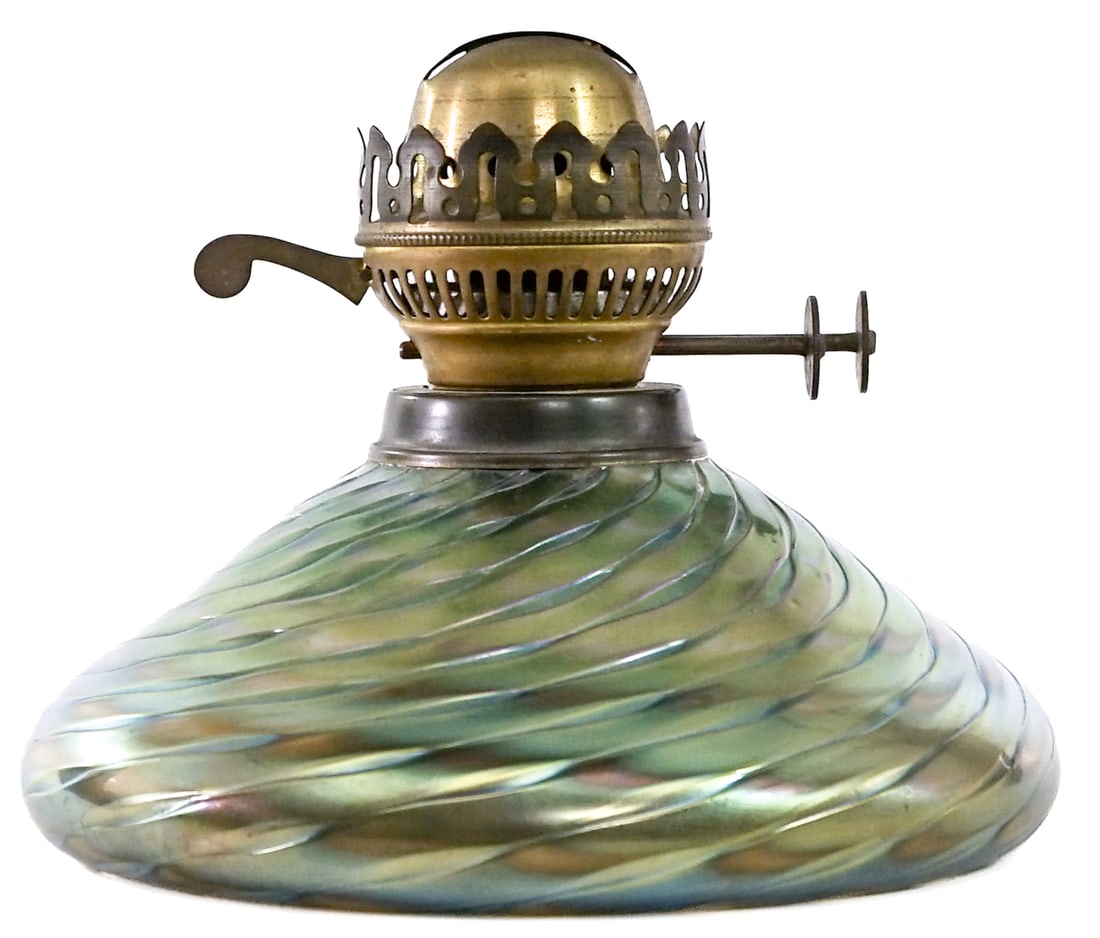 Maslach Art Glass Artist SIGNED Large Oil Lamp (1 of 4)