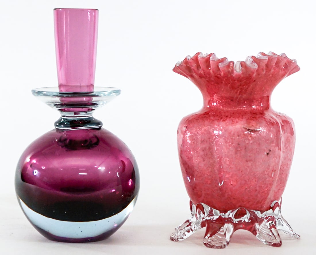 Art Glass Blurina Paperweight; Footed Vase (1 of 4)