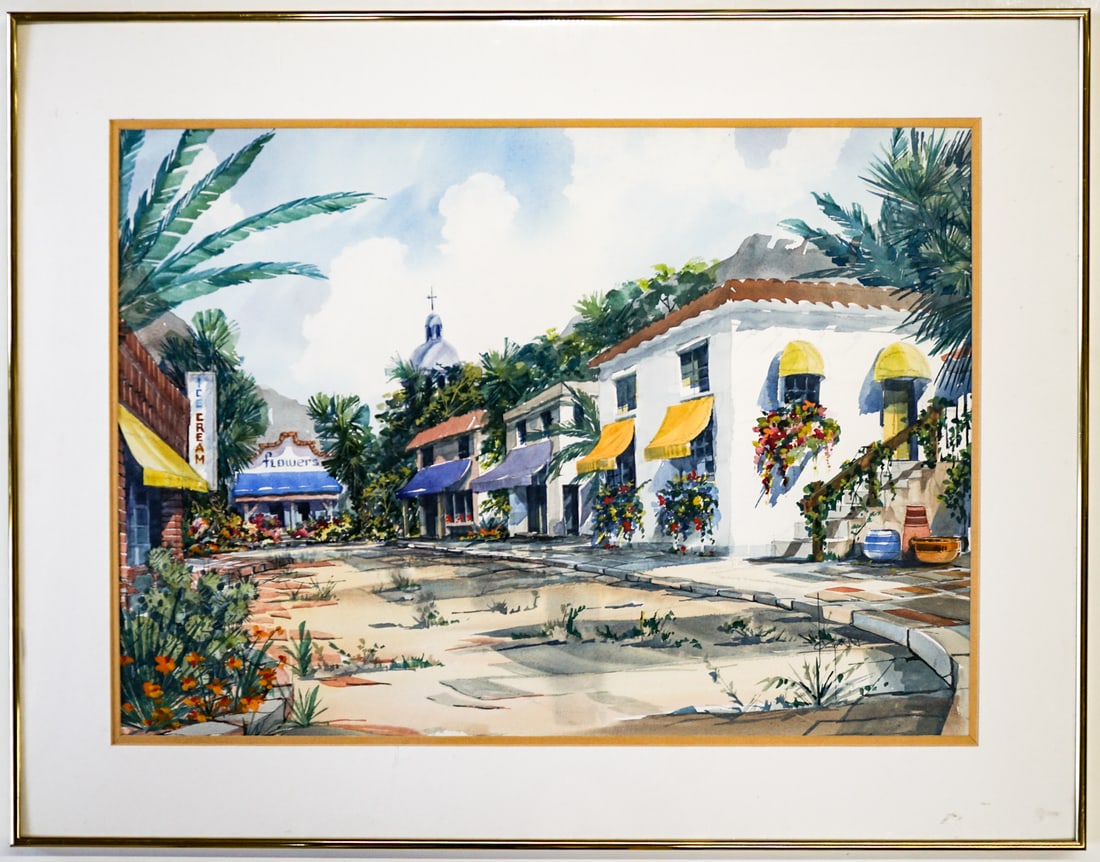 Logan Johnson Original Watercolor: Logan Johnson original watercolor. Measures 20 x 27 inches sheet size. Framed, measures 28.25 x 35.5 x 1 inches. Framed under plexiglass. Gallery label verso. The absence of a condition report does no