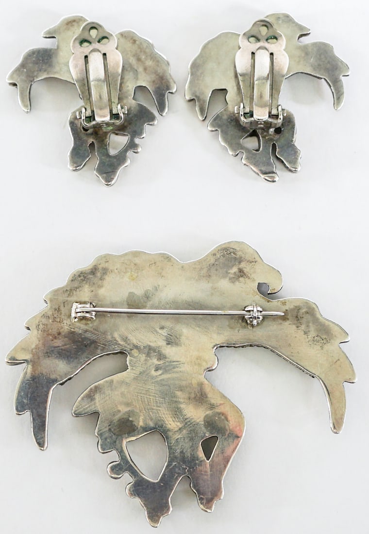 Zuni Eagle Dancer Brooch / Pair Earrings UNSIGNED - 2