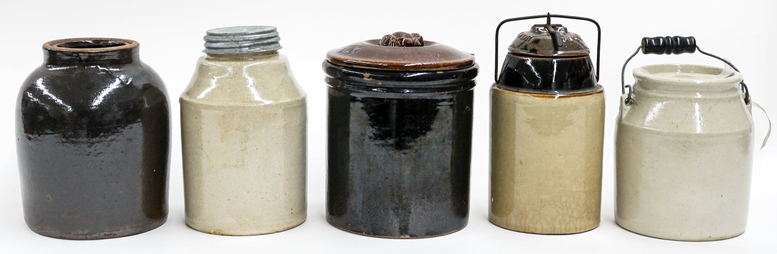 (6 pcs) Antique Stoneware Jars (1 of 4)