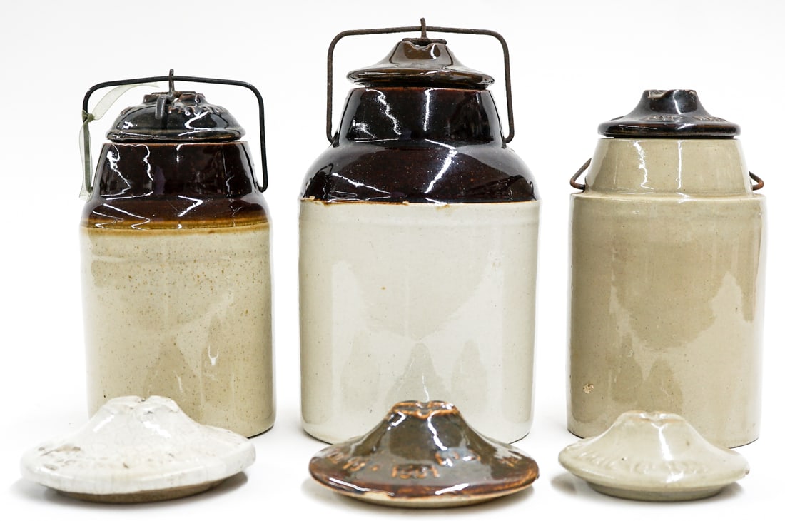 (7 pcs) Antique Stoneware Canning Jars (1 of 5)