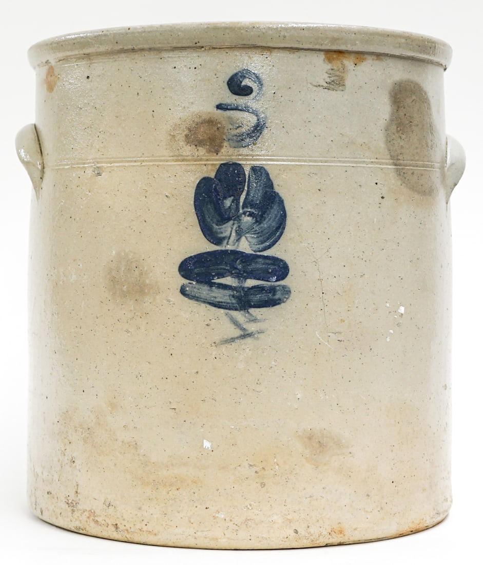 Salt Glaze Stoneware Crock #3 Cobalt Flower (1 of 5)