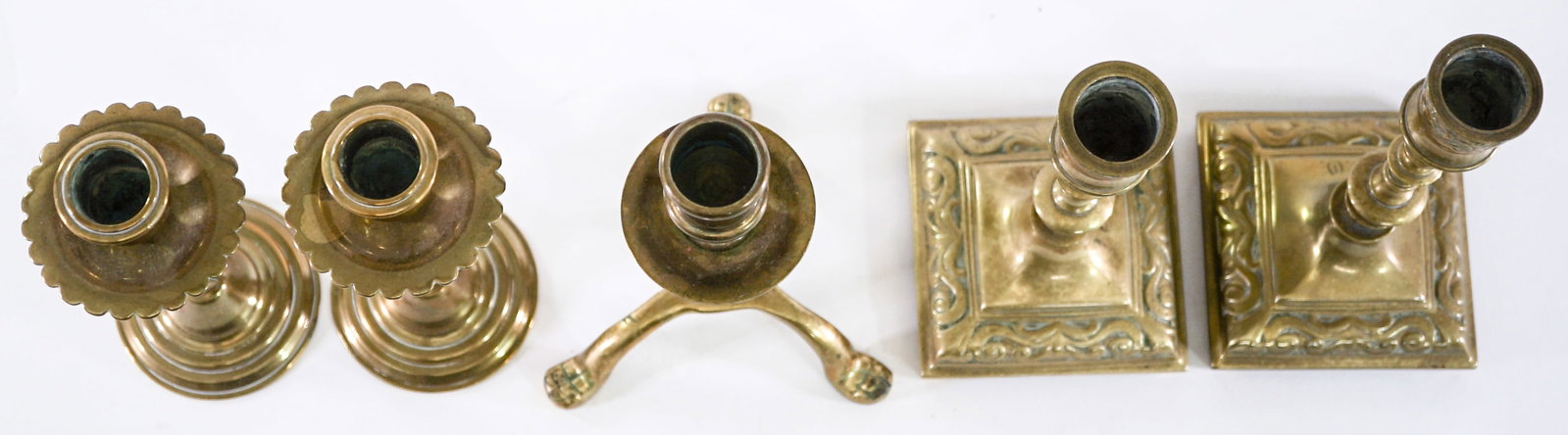Brass (5) Candlestick Holders - 3