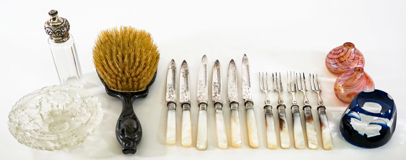Dresser Items, MOP Flatware, Art Glass (1 of 7)