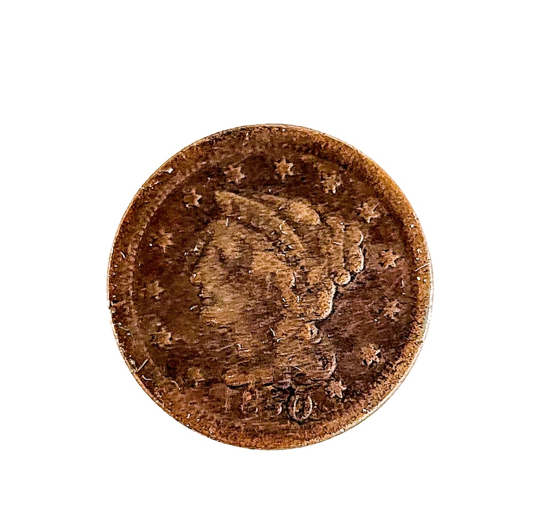1850 U.S. Large Cent: Lot measures 2 x 2 x .125 inches for shipping purposes only. The absence of a condition report does not imply that the lot is in perfect condition or completely free from wear and tear,