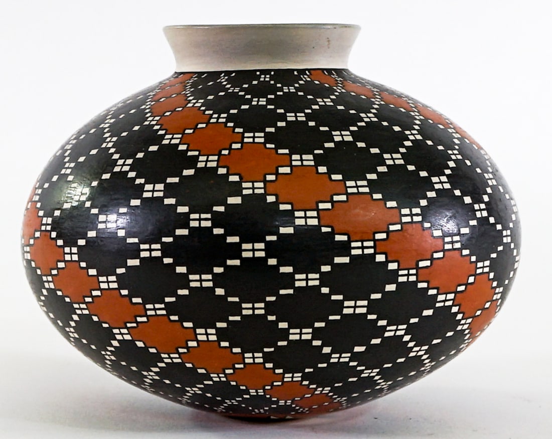 Artist SIGNED Pottery 5.5IN Olla Vase Polychrome (1 of 5)