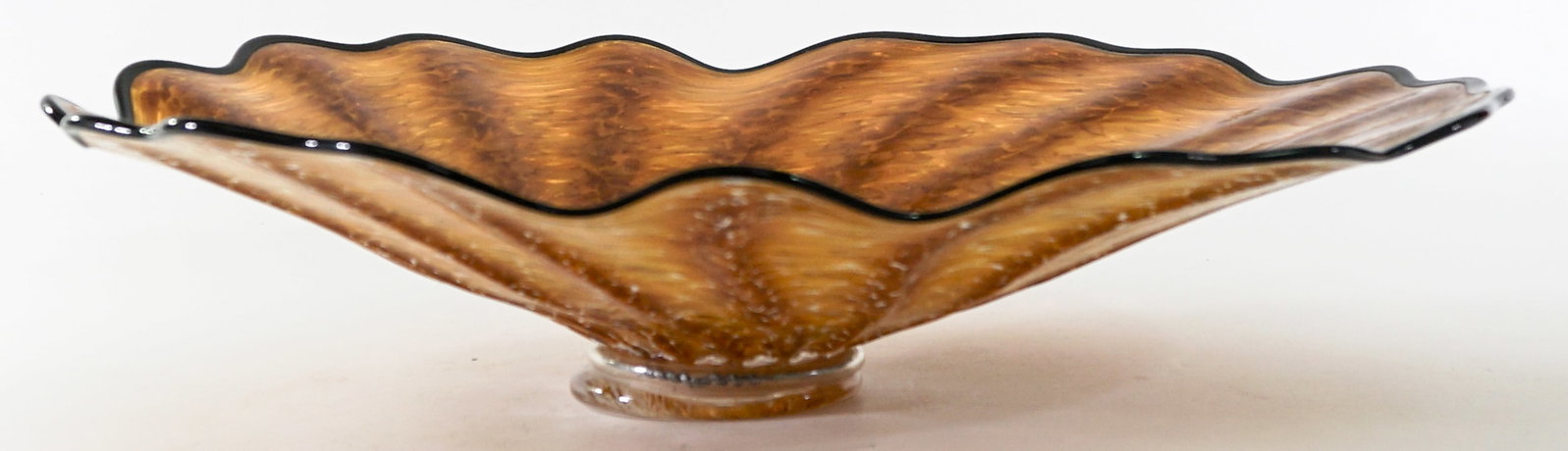 Illegibly Signed Large Art Glass Tray [Amber] (1 of 5)