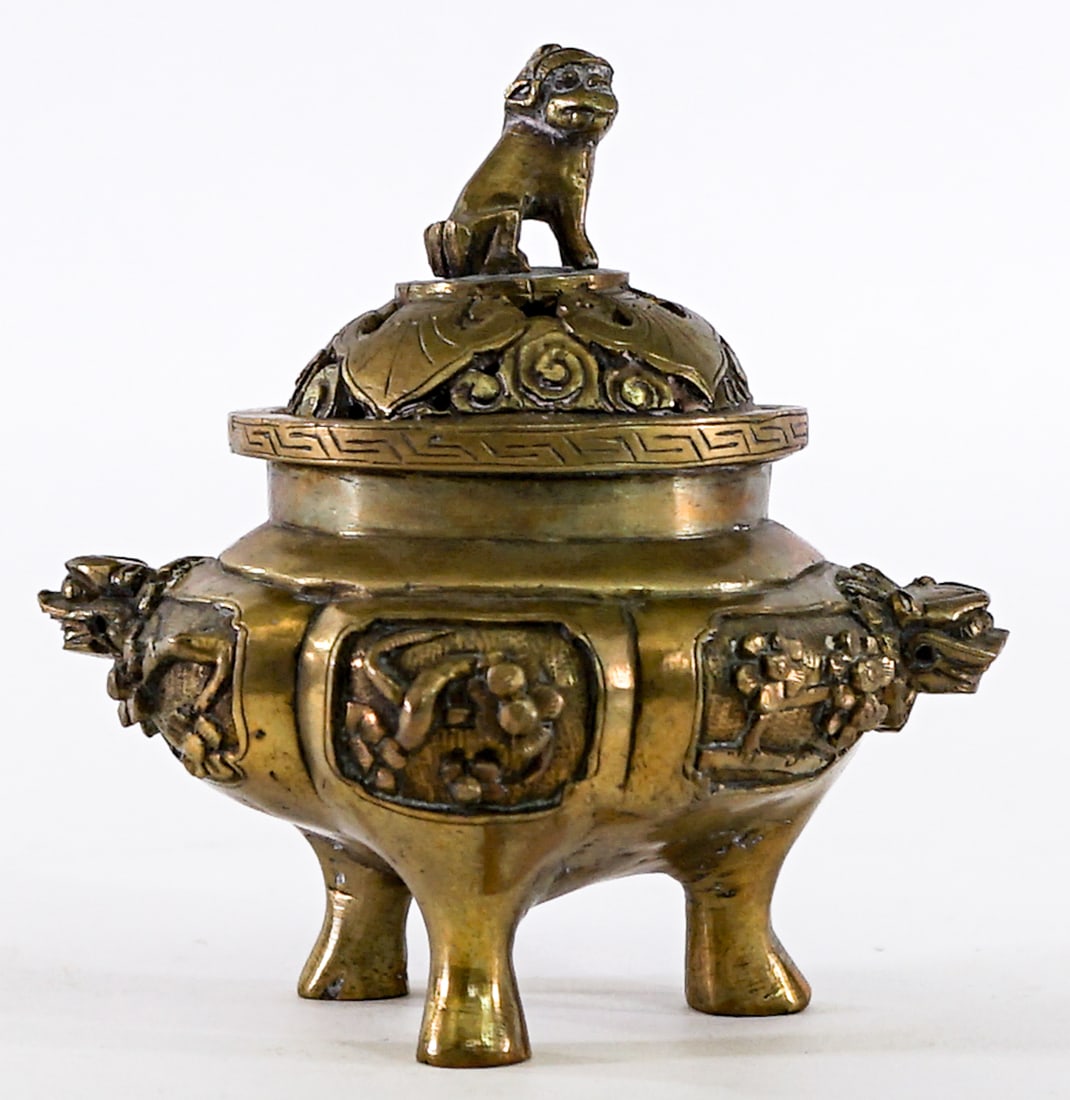Antique Asian Bronze Footed Incense Burner (1 of 4)