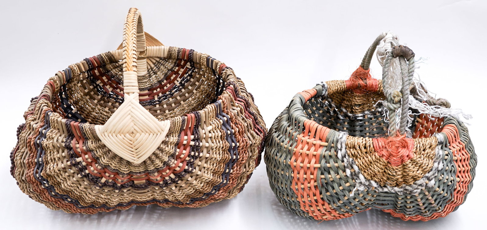 Two (2) Large Woven Handled Baskets - 2