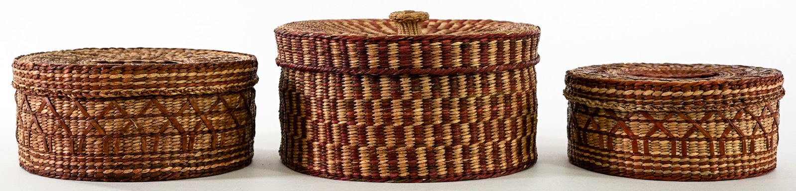 Handwoven (3) Lidded Baskets (1 of 5)