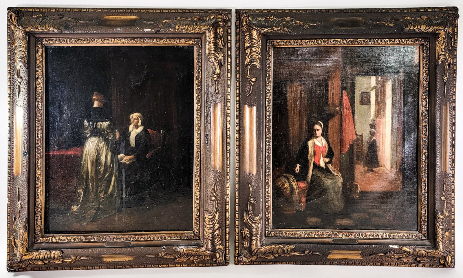 H. Werner & A. Frenes Framed Original Oils: They measure 21 x 17.875 inches framed. Both have been professionally framed with relining and a small amount of inpainting. Lot measures 21 in. H x 18 in. W x 3.5 in. D for shipping purposes only. Th