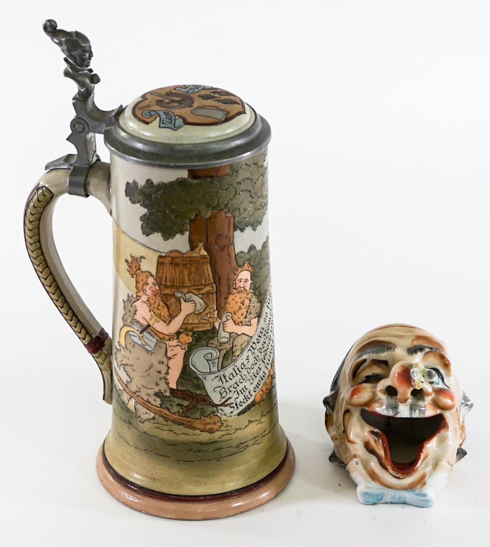 Mettlach Stein and Clown Ashtray (1 of 8)