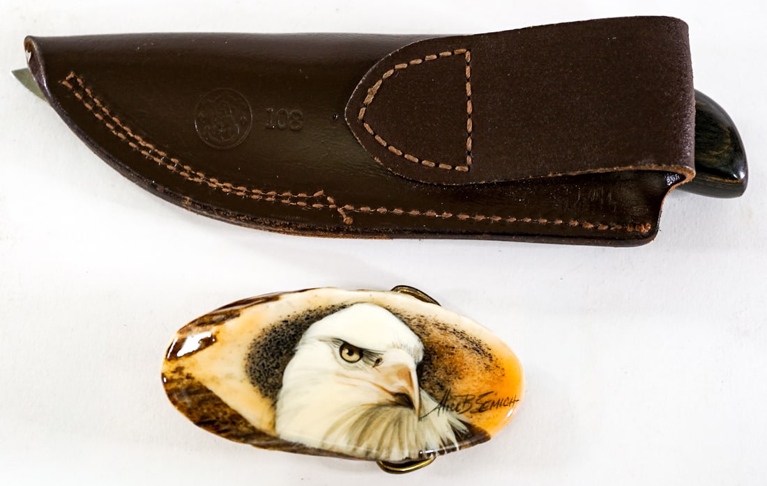 Smith & Wesson Knife, Alice Semich Antler Buckle (1 of 5)