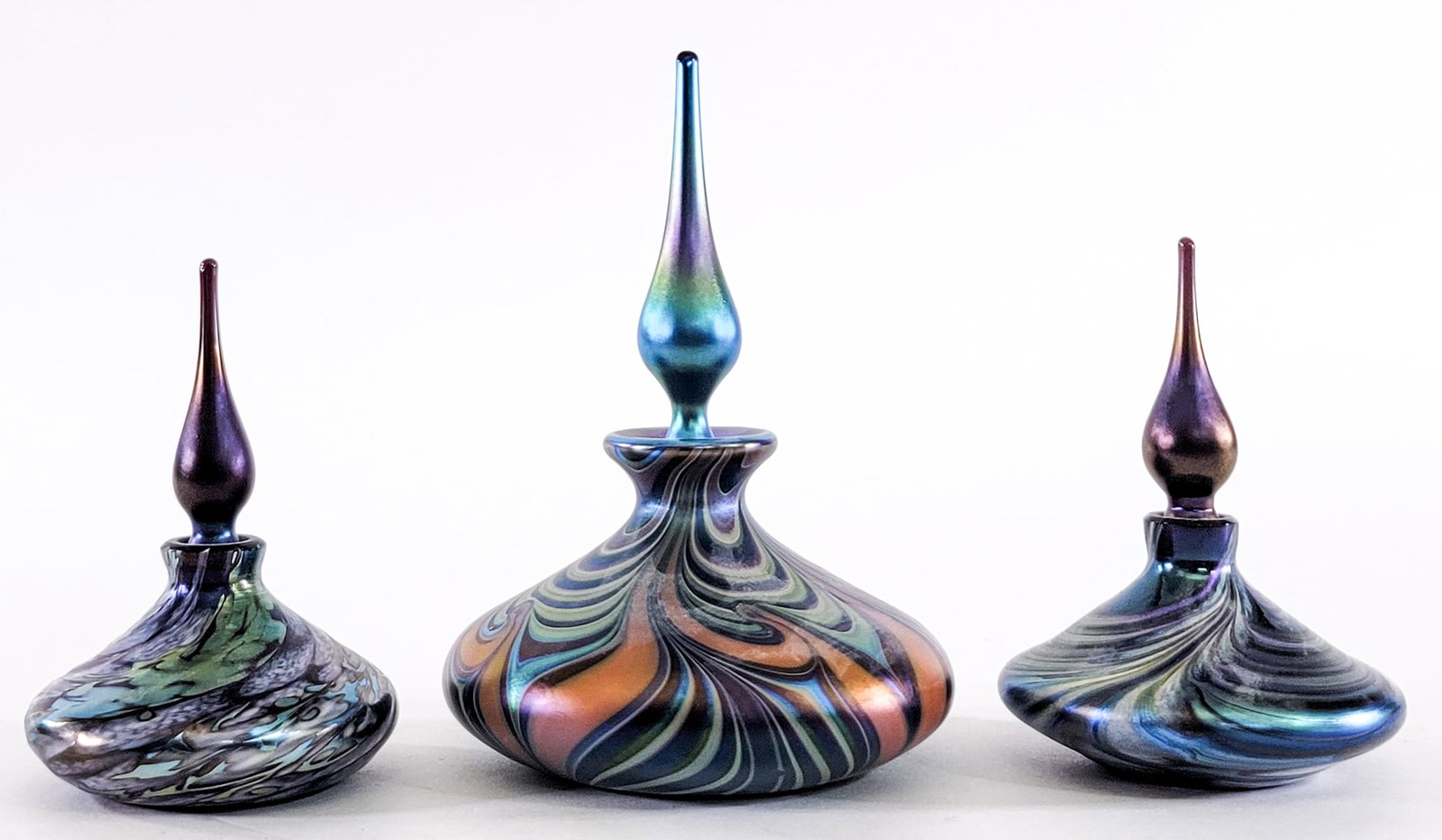 Okra Art Glass (3) Perfume Bottles (1 of 6)