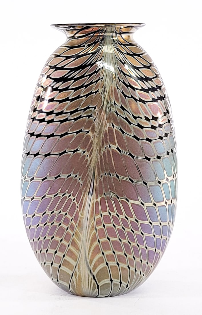 Zweifel SIGNED 7.75IN Vase: Measures 7.75 in. tall x 4.5 x 2.75 in. No evident cracks, chips or repairs. Lot measures 7.75 in. H x 4.5 in. W x 2.75 in. D for shipping purposes only. The absence of a condition report does not imp