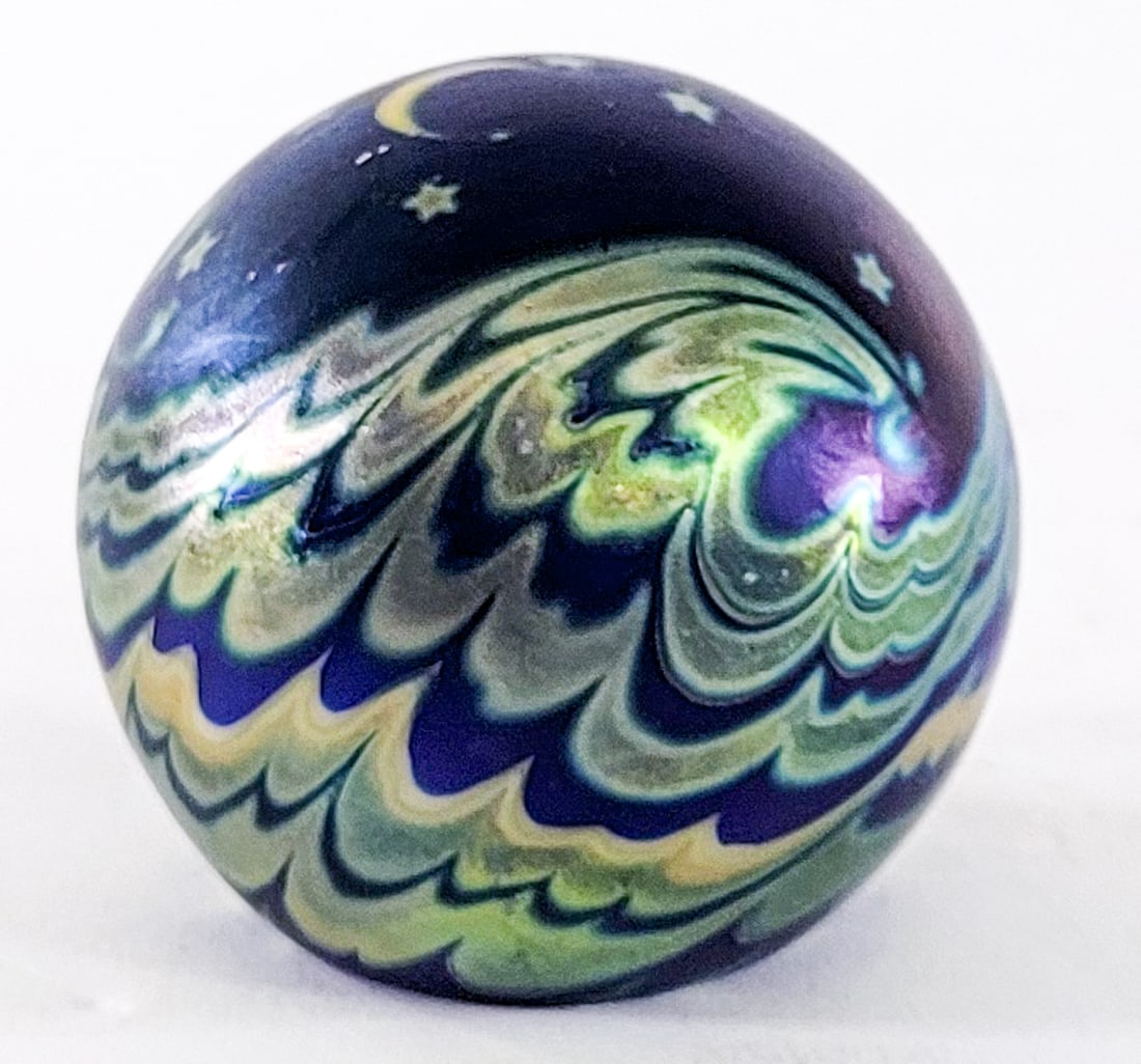 Lundberg Studios Paperweight 'Moon, Stars, Waves' (1 of 4)