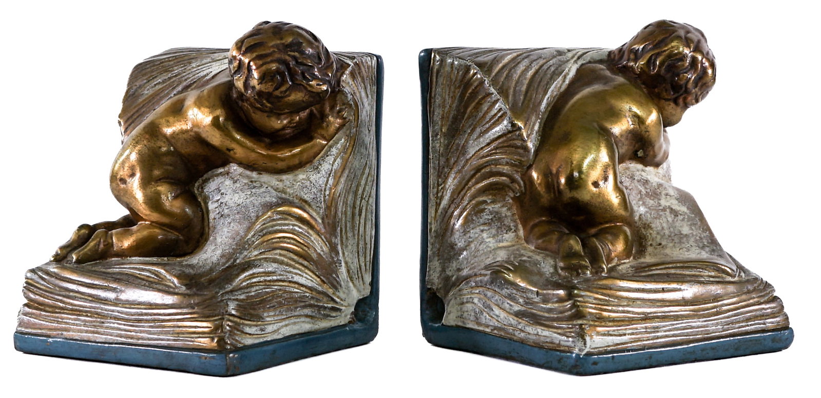 Armor Bronze Clad Pair Bookends [Cherub] (1 of 8)
