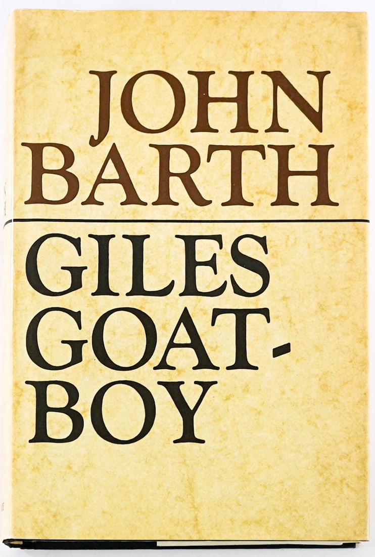 Giles Goat-Boy by John Barth SIGNED: Giles Goat-Boy by John Barth signed on title page. 1966 Doubleday with unclipped dust jacket. 710 pp. Black cloth covers. Lot measures 9.5 in. H x 6.5 in. W x 1.5 in. D for shipping purposes only. The