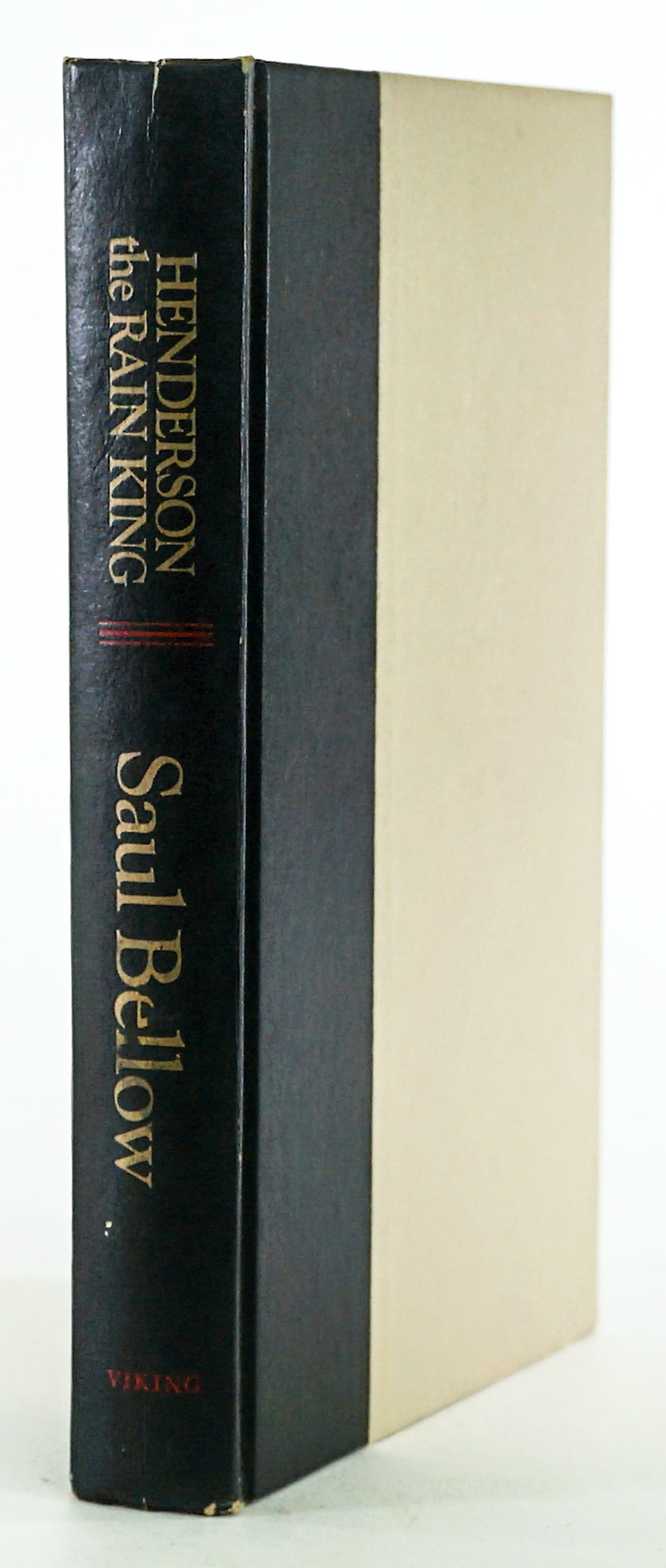 Henderson The Rain King by Saul Bellow SIGNED: Henderson The Rain King by Saul Bellow signed on title page. The Viking Press 1959 1st. 309 pp. Two-tone covers. Lot measures 8.5 in. H x 6 in. W x 1.25 in. D for shipping purposes only. The absence o