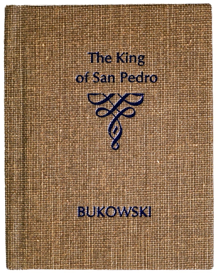 The King of San Pedro 1985 LTD Mini Book: Bukowski - The King of San Pedro by David Barker 1985 Richard G. Wong and Co. Numbered 57 of 250 copies. This copy is unsigned. Lot measures 2.625 in. H x 2.125 in. W x .5 in. D for shipping purposes 