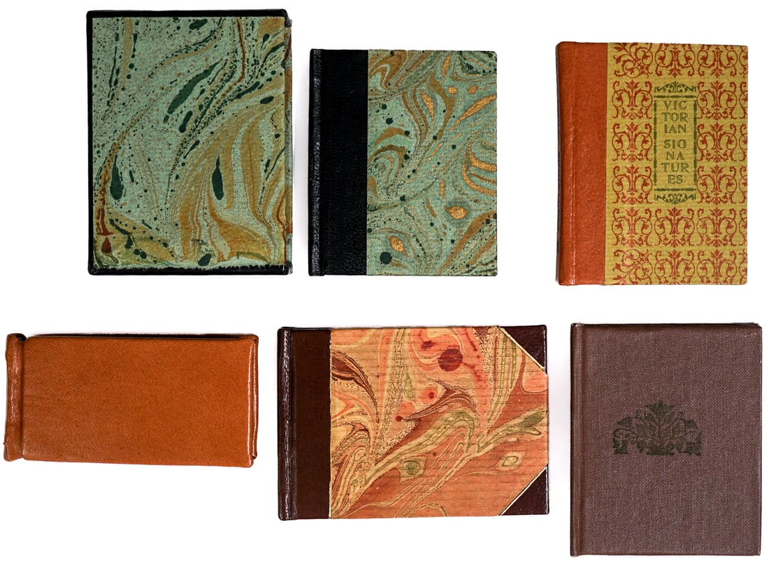 Miniature (5) Limited and S/N Books: 1) A New Alphabet by Baxter Sperry 1980. Limited to 30 copies. 2) Kipling's American Catches 1980 Poole Press #8/150 signed by designer M. P. Adams. 3) Victorian Signatures 1982 Poole Press #18/100 si