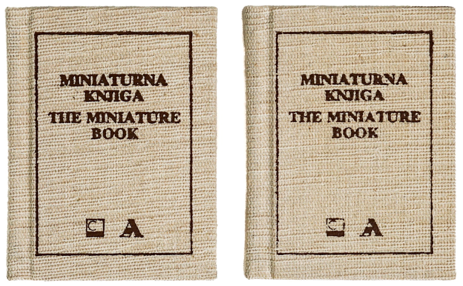 Miniaturna Knjga (2V) The Miniature Book Biblio: Two (2) volume miniature book set of Miniaturna Knjiga. Jose Munda and Martin Znidersic 1983. Bibliography of the International Exhibition. Set measures 3.125 x 2.375 x 1.5 in. Lot measures 3.125 in. 