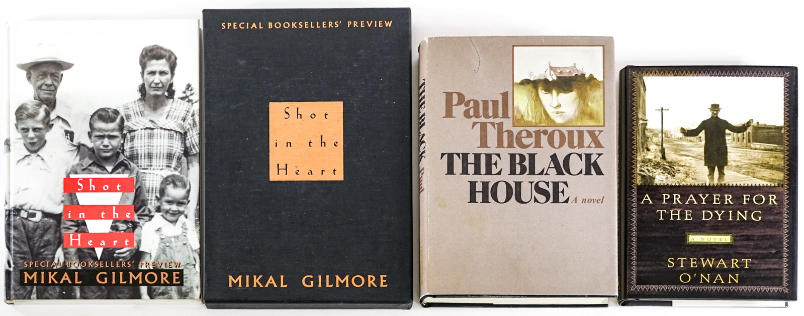 Author SIGNED (3) Books: 1) Shot in the Heart by Mikal Gilmore signed and numbered 303 of 625 copies. Special Booksellers Preview Edition. 2) The Black House by Paul Theroux. Signed with inscription. 1974 1st printing. 3) A P