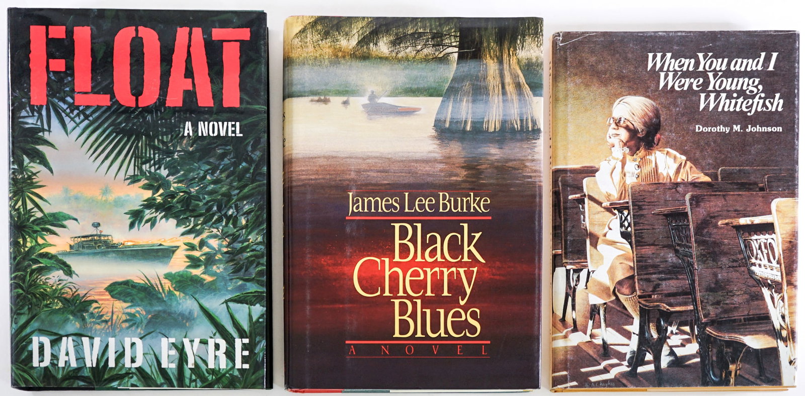 Author Inscribed (3) Books [Montana]: Include: When You and I Were Young, Whitefish by Dorothy M. Johnson; Black Cherry Blues by James Lee Burke; Float by David Eyre. Lot measures 9.5 in. H x 6.25 in. W x 3.25 in. D for shipping purposes 