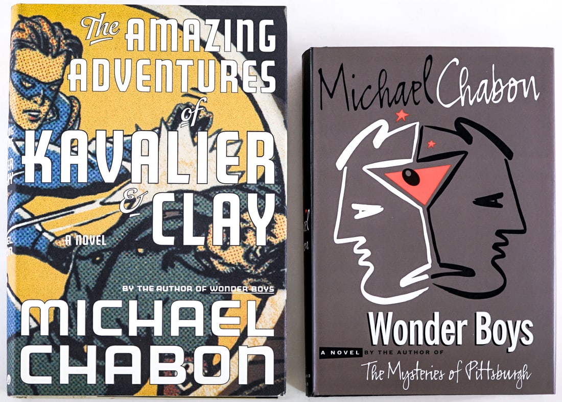 Michael Chabon (2) SIGNED Books: 1) Wonder Boys. Villard 1995 1st with unclipped dust jacket. 2) The Amazing Adventures of Kavalier & Clay. Random House 2000 1st with unclipped dust jacket. Lot measures 9.5 in. H x 6.5 in. W x 2.5 in