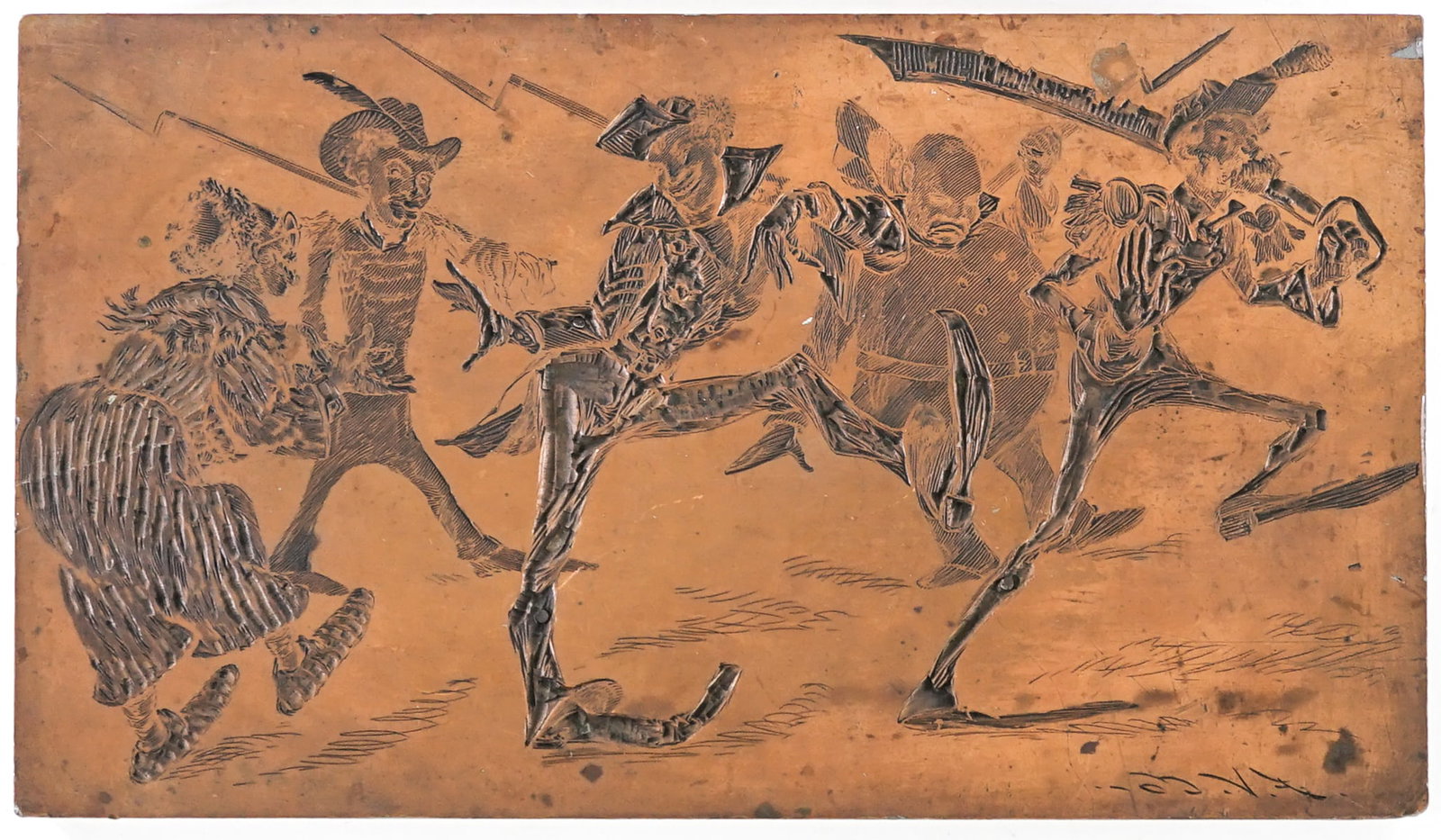 Printing Plate [Figural]: Printing Plate. Lot measures 9.75 in. H x 5.75 in. W x 1 in. D for shipping purposes only. The absence of a condition report does not imply that the lot is in perfect condition or completely free from