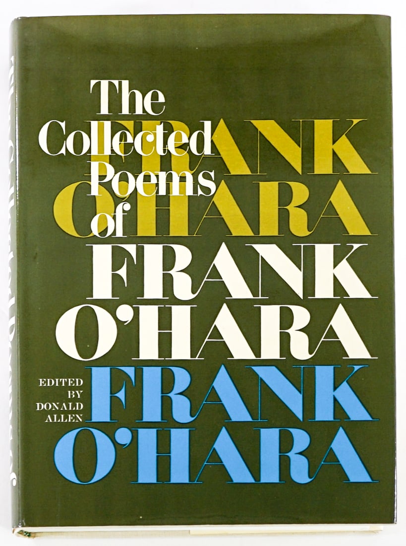Collected Poems Frank O'Hara 1979 2nd: The Collected Poems of Frank O'Hara edited by Donald Allen. Alfred A. Knopf 1979 with unclipped dust jacket. 586 pp. Cream cloth covers. Lot measures 10.25 in. H x 7.75 in. W x 2 in. D for shipping pu