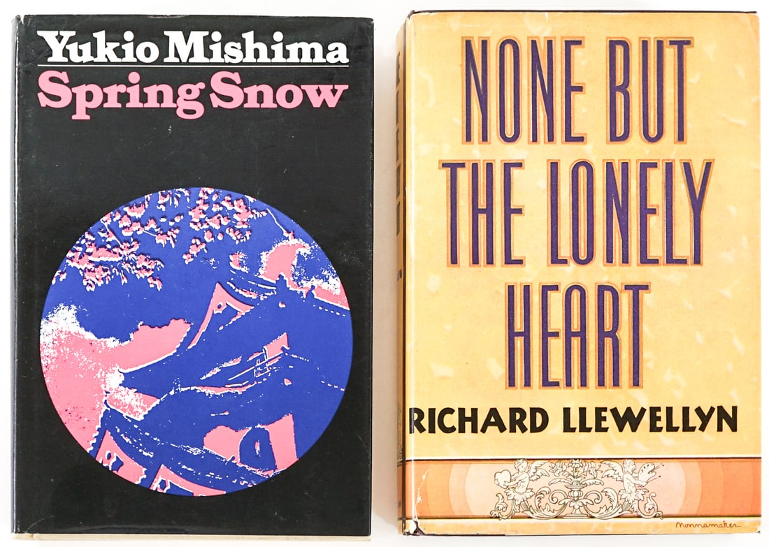 First Edition (2) Books [First Editions]: 1) None But the Lonely Heart by Richard Llewellyn. The Macmillan Co. 1943 1st printing with clipped dust jacket. 2) Spring Snow by Yukio Mishima. Alfred K. Knopf 1972 1st American ed. with clipped dus