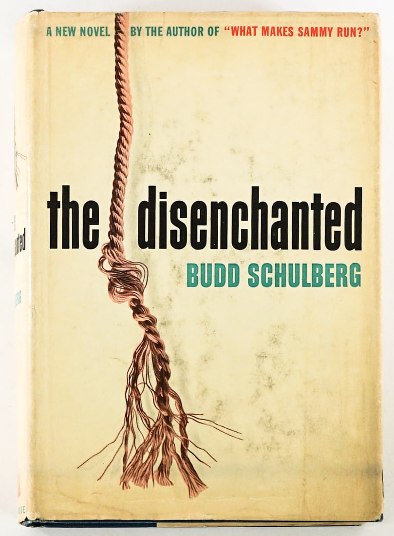 The Disenchanted by Budd Schulberg 1950 1st: The Disenchanted by Budd Schulberg signed with inscription on half title page. Random House 1950 1st printing with unclipped dust jacket. 388 pp. Blue covers. Lot measures 8.5 in. H x 6 in. W x 1.5